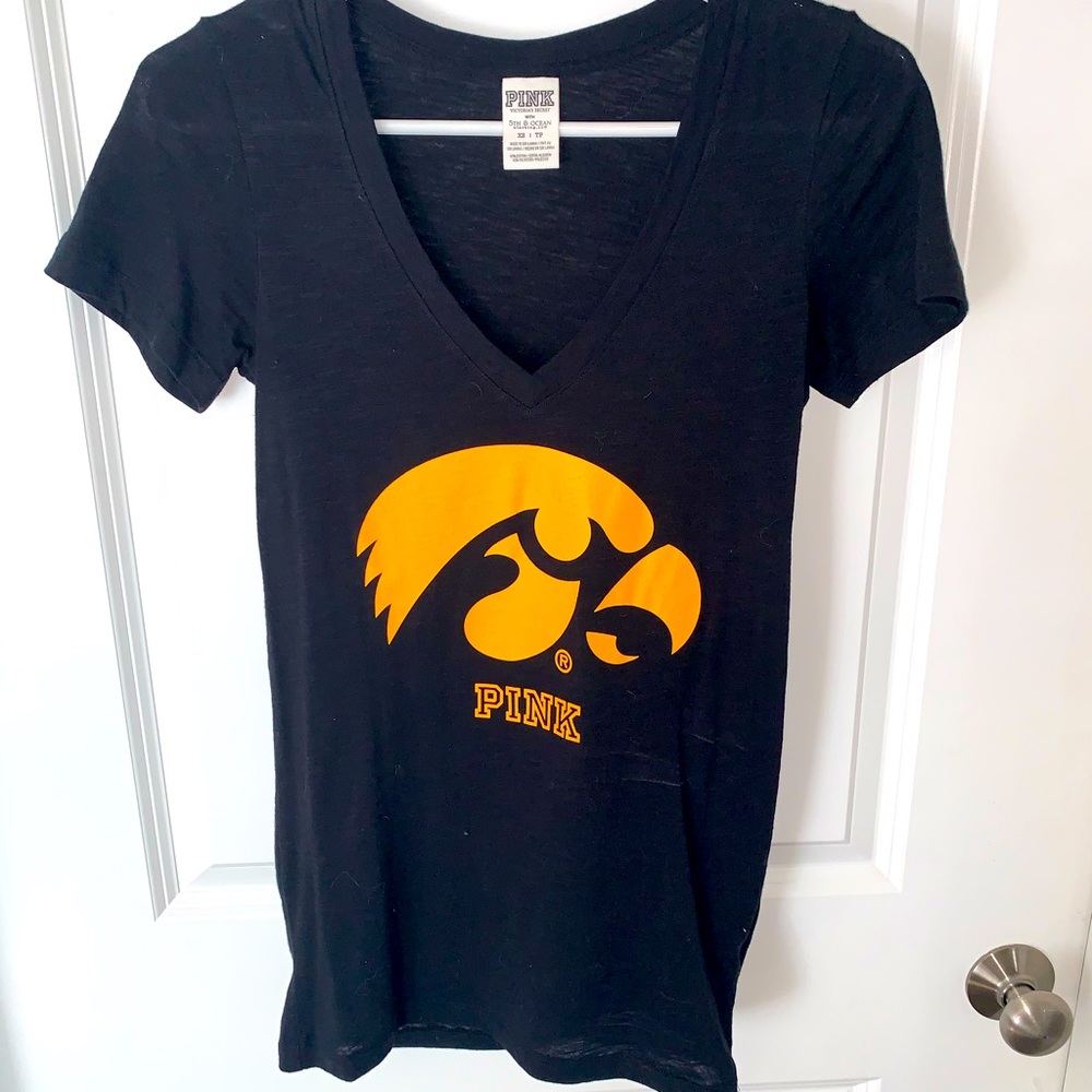 PINK Victoria Secret Black Long Sleeve Hawkeye Vneck